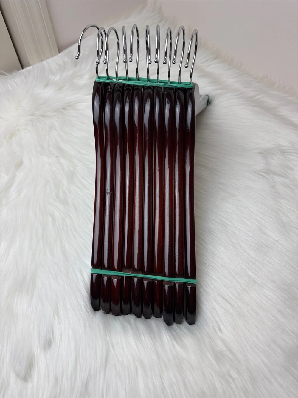 Wooden Shirt Hangers - Set of 10 in Dark Cherry Finish